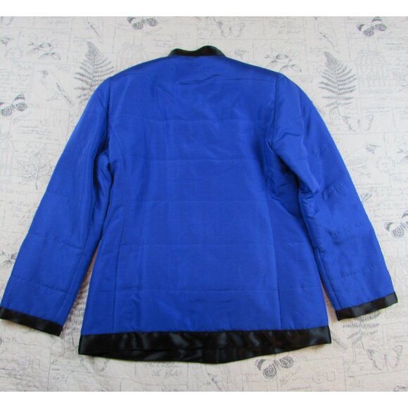 Carlisle Silk quilted jacket Bright blue black Bronze button STUNNING sz 6 - Picture 7 of 7